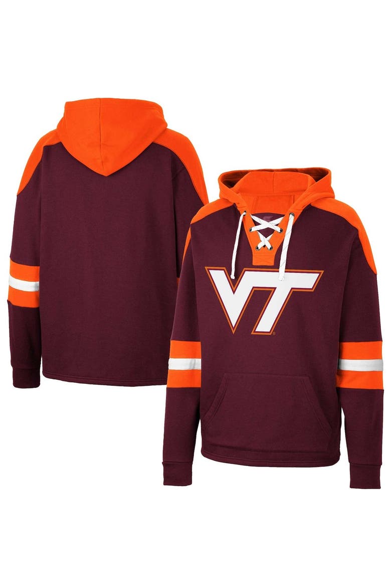 Men's Colosseum Maroon Virginia Tech Hokies Lace-Up 4.0 Pullover Hoodie, Main, color, Maroon