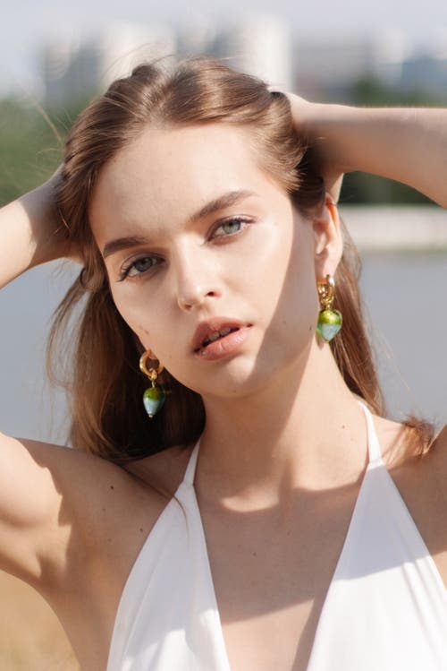 Classicharms Esmée Glaze Heart Pendant Baroque Pearl Necklace In Green