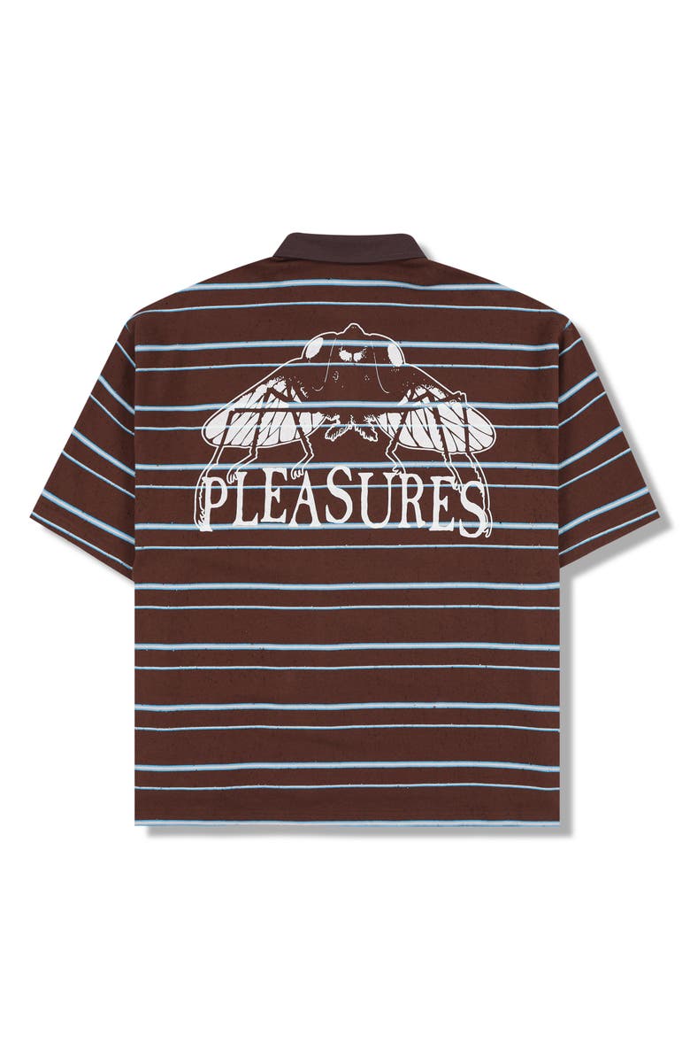 PLEASURES Teleport Stretch Cotton Graphic Polo, Alternate, color, Brown