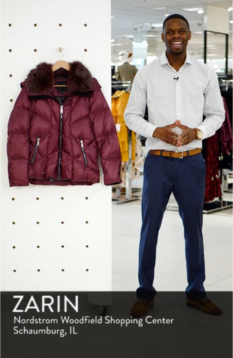 Artistic Puffer Jacket with Removable Genuine Fox Fur Trim, sales video thumbnail