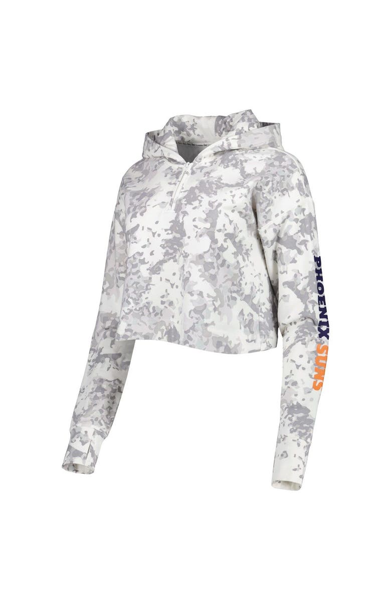 LUSSO Women's Lusso Gray/White Phoenix Suns Maia Tri-Blend Cropped Quarter-Zip Top, Alternate, color, Gray