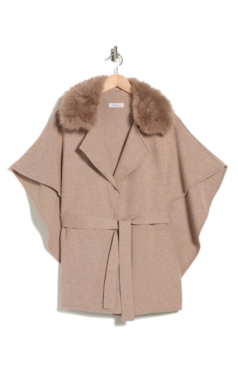 La Fiorentina Faux Fur Cape, Alternate, color, Oatmeal