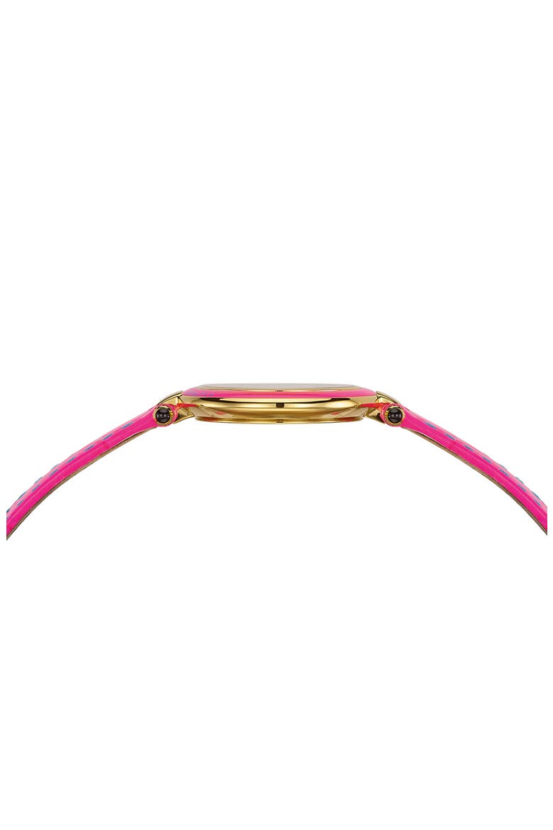 Haute Elegance Leather Strap Watch, 30mm, Alternate, color, STAINLESS STEEL PINK PVD