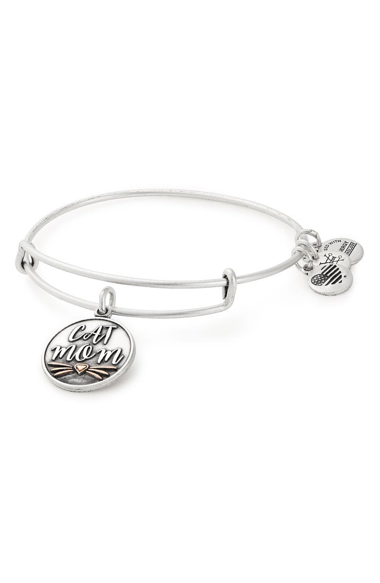 Alex and Ani Cat Mom Adjustable Wire Bangle, Main, color, 