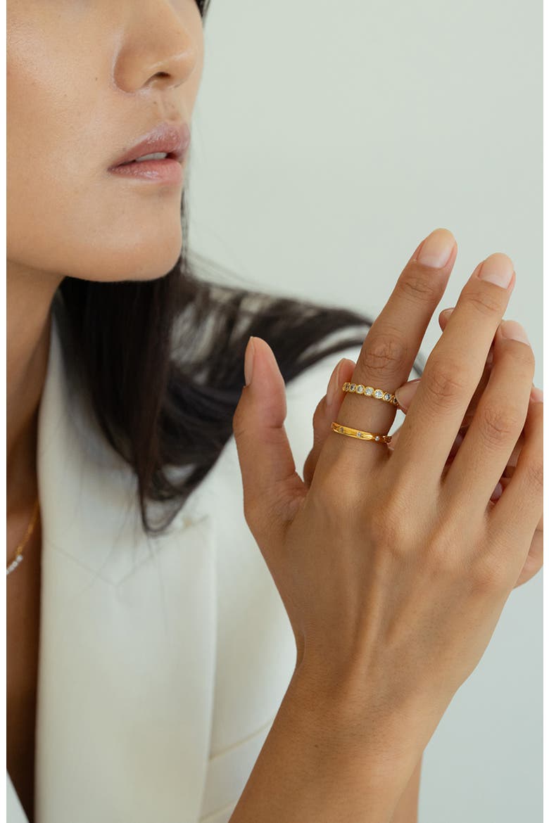 Sterling Silver 18k Gold Plated Margot Ring Sparkle Everyday Wear, Alternate, color, Gold