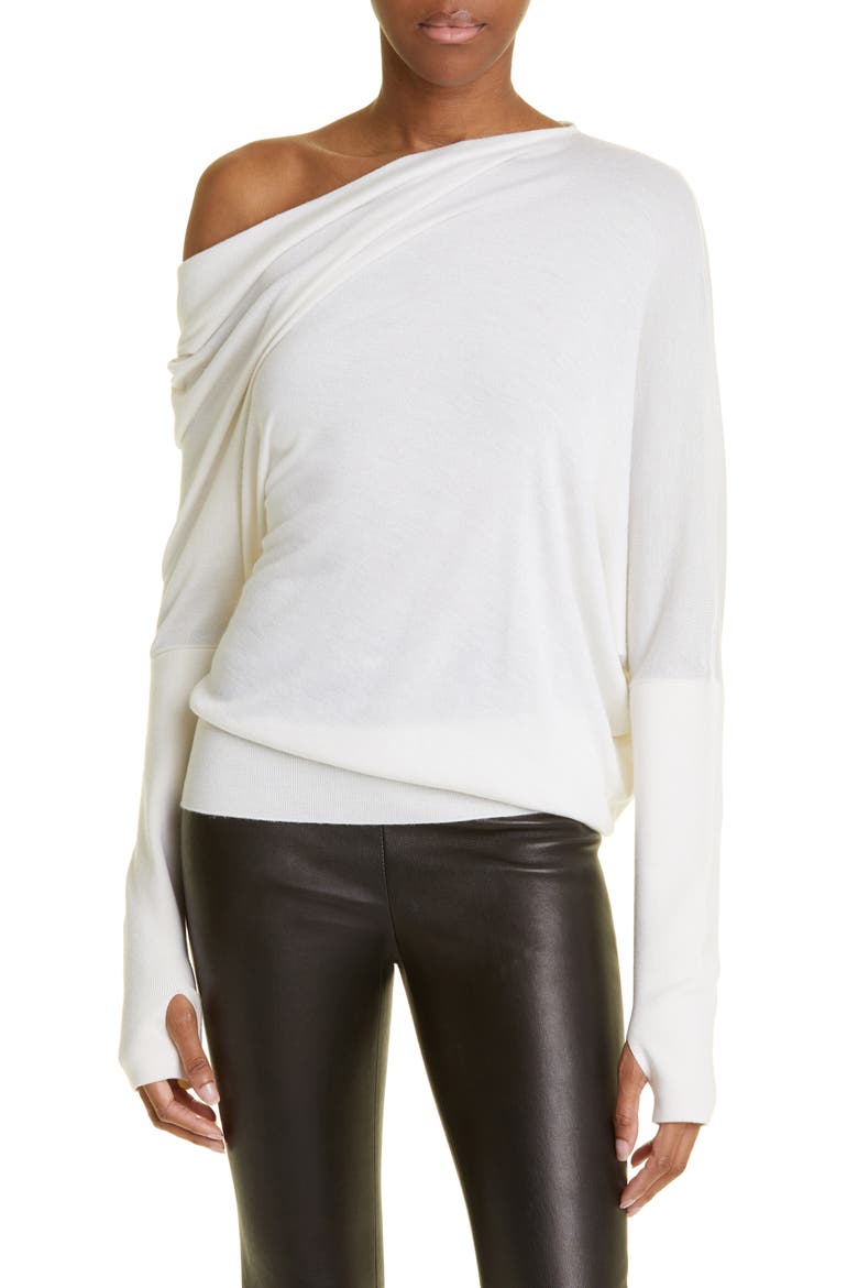 Off the Shoulder Cashmere & Silk Sweater, Main, color, CHALK