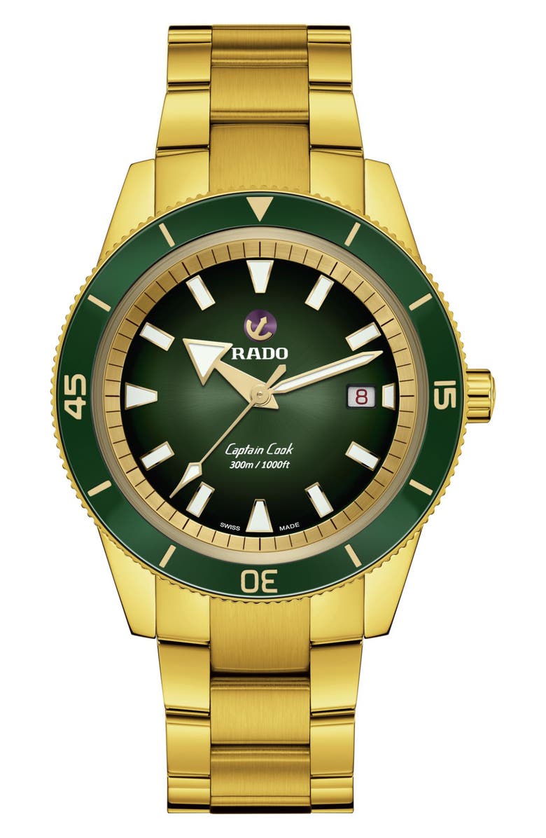 RADO Captain Cook Automatic Bracelet Watch, 42mm, Main, color, Green