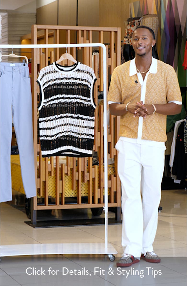 Distressed Stripe Crewneck Sweater Vest, sales video thumbnail