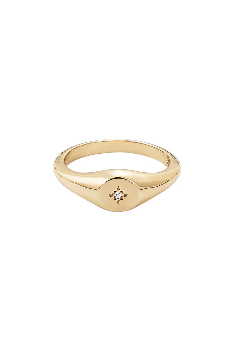 Starburst CZ Signet Ring, Main, color, GOLD