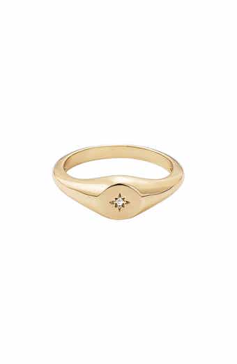 Adornia Starburst CZ Signet Ring