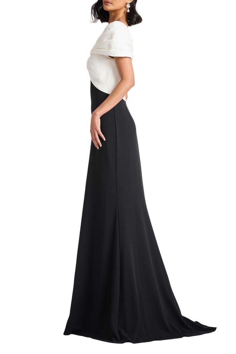 Colorblock Twist Front Gown, Alternate, color, IVORY/ BLACK