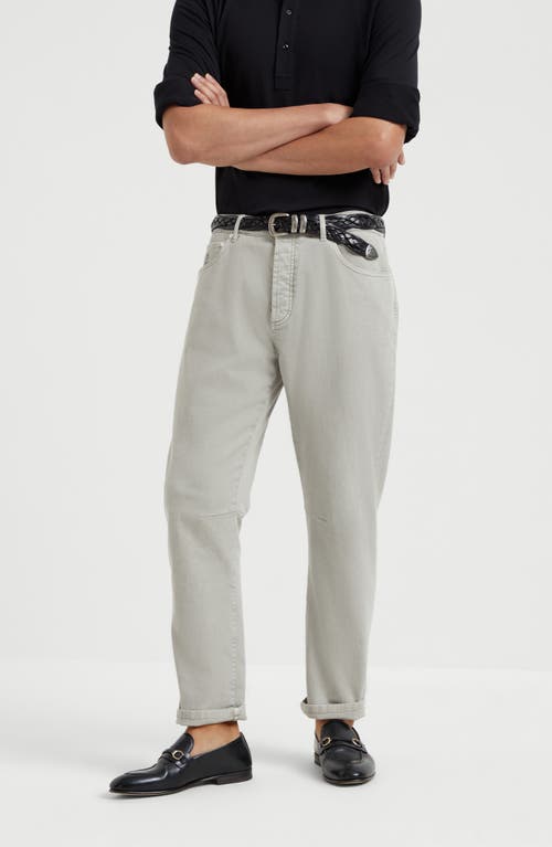 Brunello Cucinelli Dyed Denim Trousers In Khaki