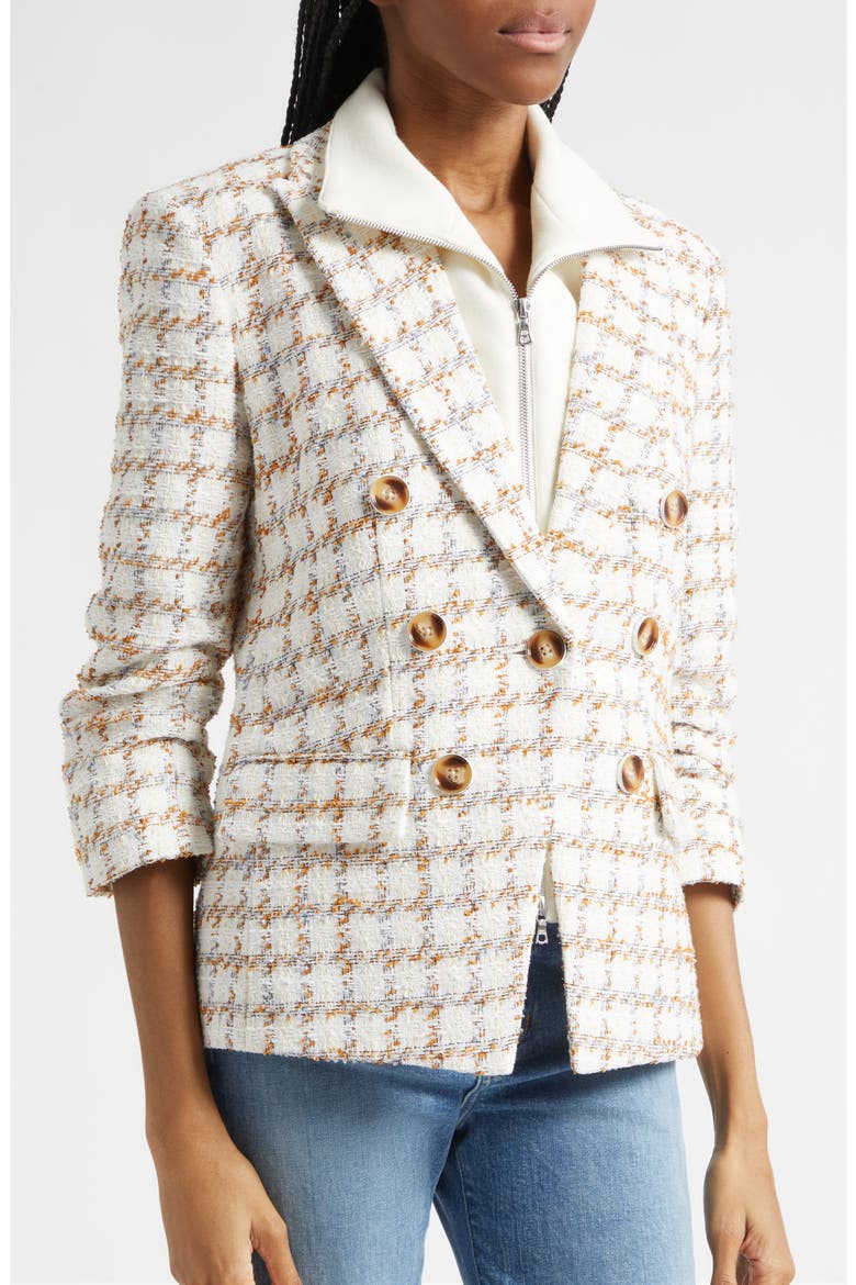 Ryland Double Breasted Metallic Tweed Dickey Jacket, Alternate, color, ECRU MULTI