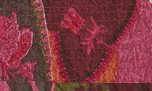 Taj Hotel Vintage Cotton Kantha Throw Blanket In Multi Maroon