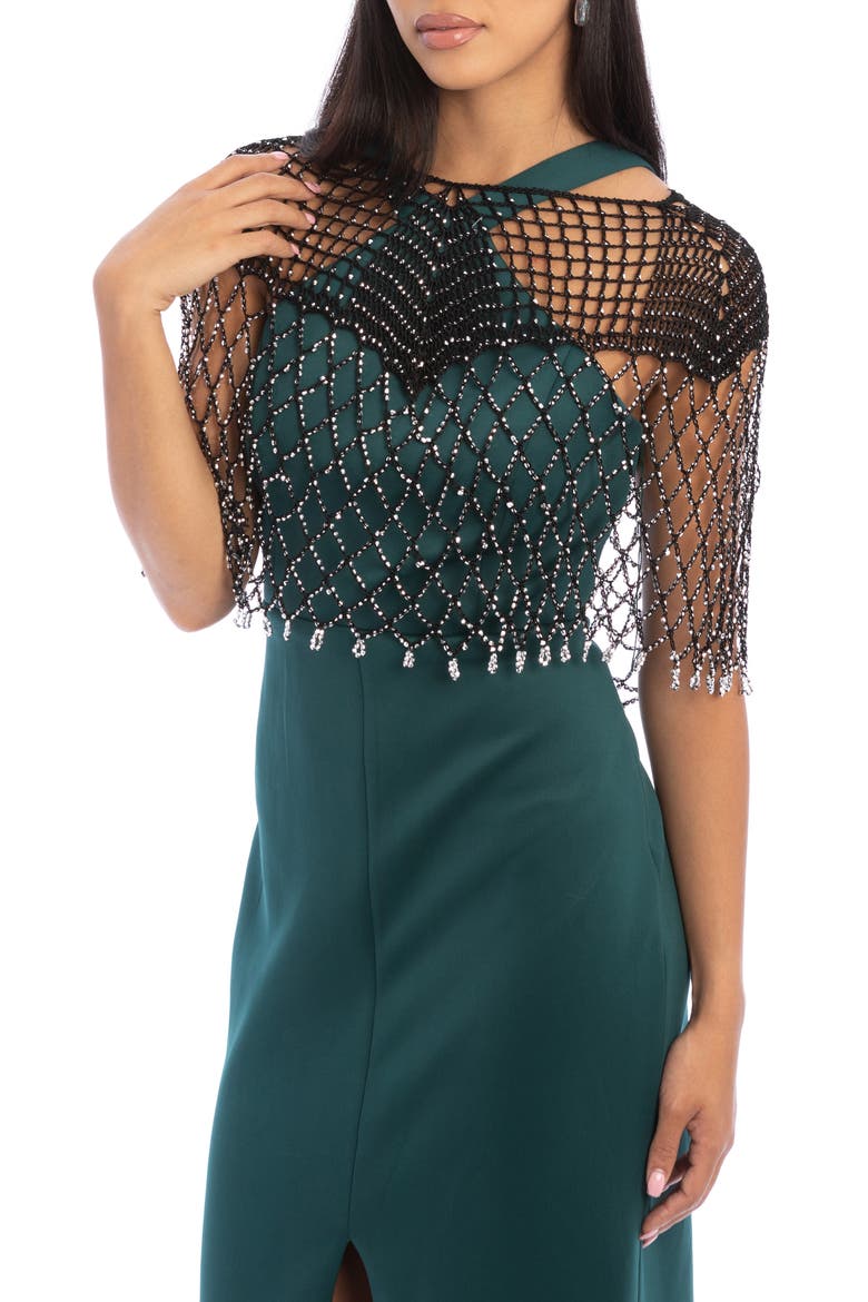 Beaded Capelet, Main, color, BLACK