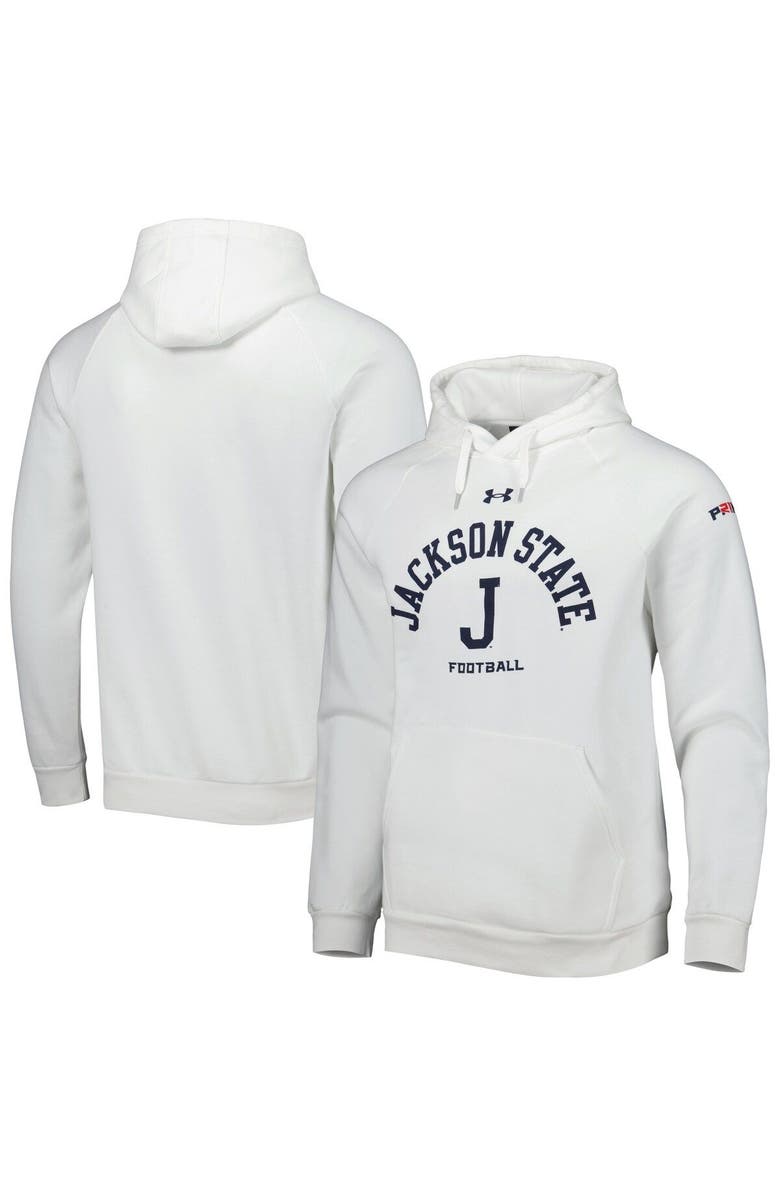 Under Armour Men's Under Armour White Jackson State Tigers Coaches Prime Fleece Raglan Pullover Hoodie, Main, color, 