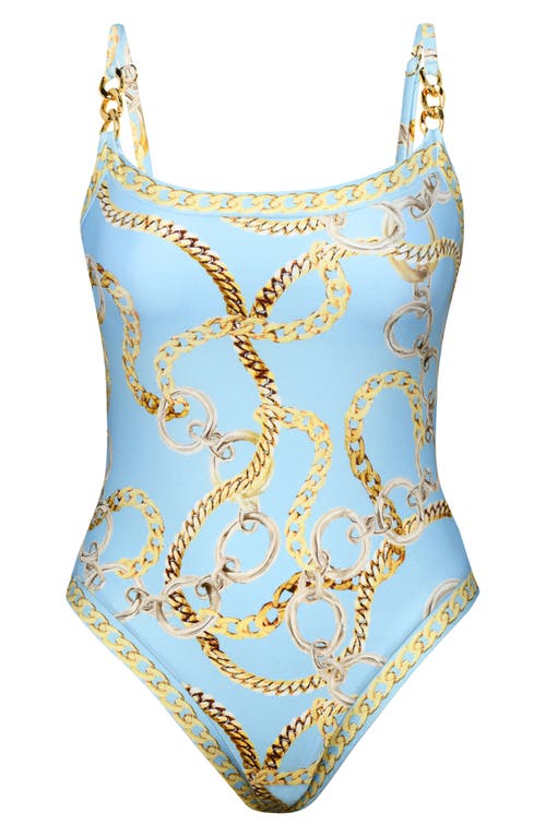 L Agence Remi Oversized Chain One-piece Swimsuit In Sky