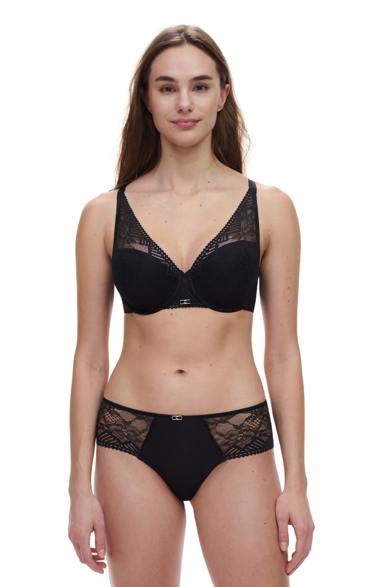 Chantelle Lingerie Origins Underwire Plunge Bra, Alternate, color, Black
