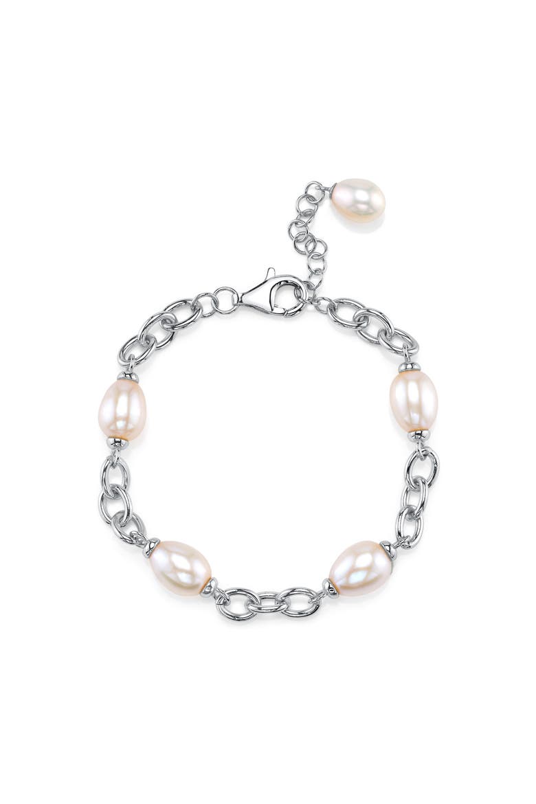 White Freshwater Baroque Pearl Miren Bracelet, Main, color, Sterling Silver Chain