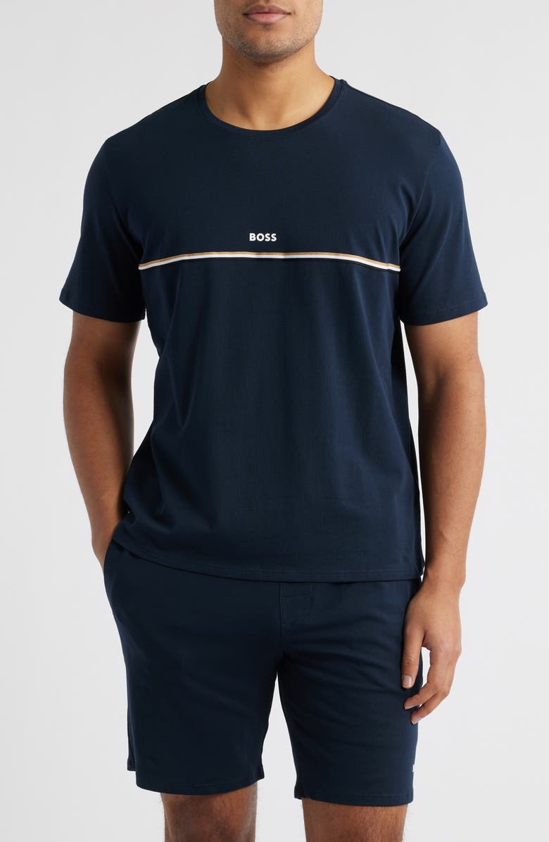 BOSS Unique Stretch Cotton Pajama Shirt, Main, color, 