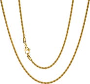STEELTIME Men's 18k Gold Plated Rope Chain Necklace