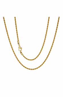 Men's 18k Gold Plated Rope Chain Necklace
