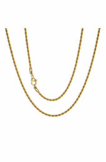 Men's 18k Gold Plated Rope Chain Necklace