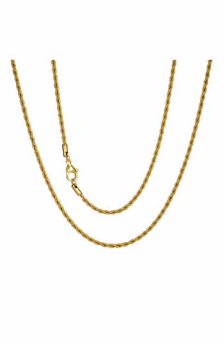 Men's 18k Gold Plated Rope Chain Necklace