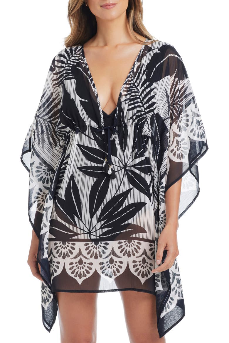 Chiffon Cover-Up Caftan, Main, color, BLACK