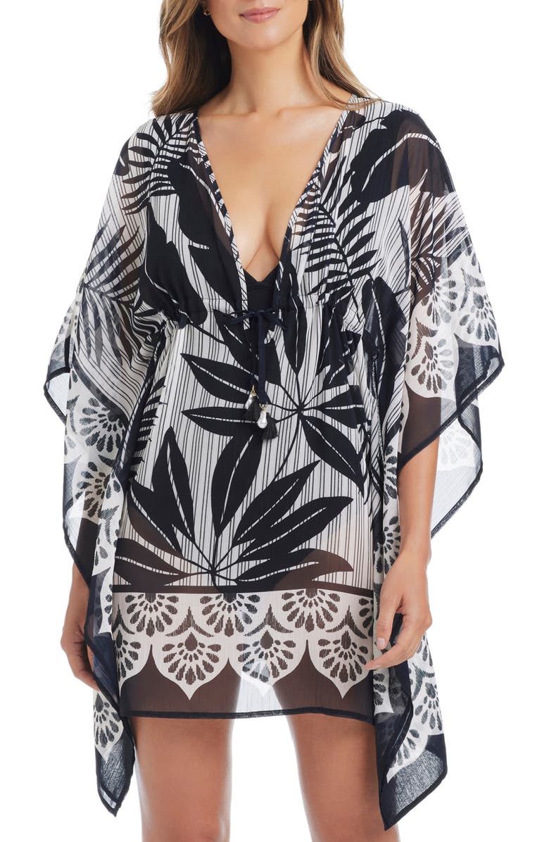 BLEU by Rod Beattie Chiffon Cover-Up Caftan, Main, color, Black