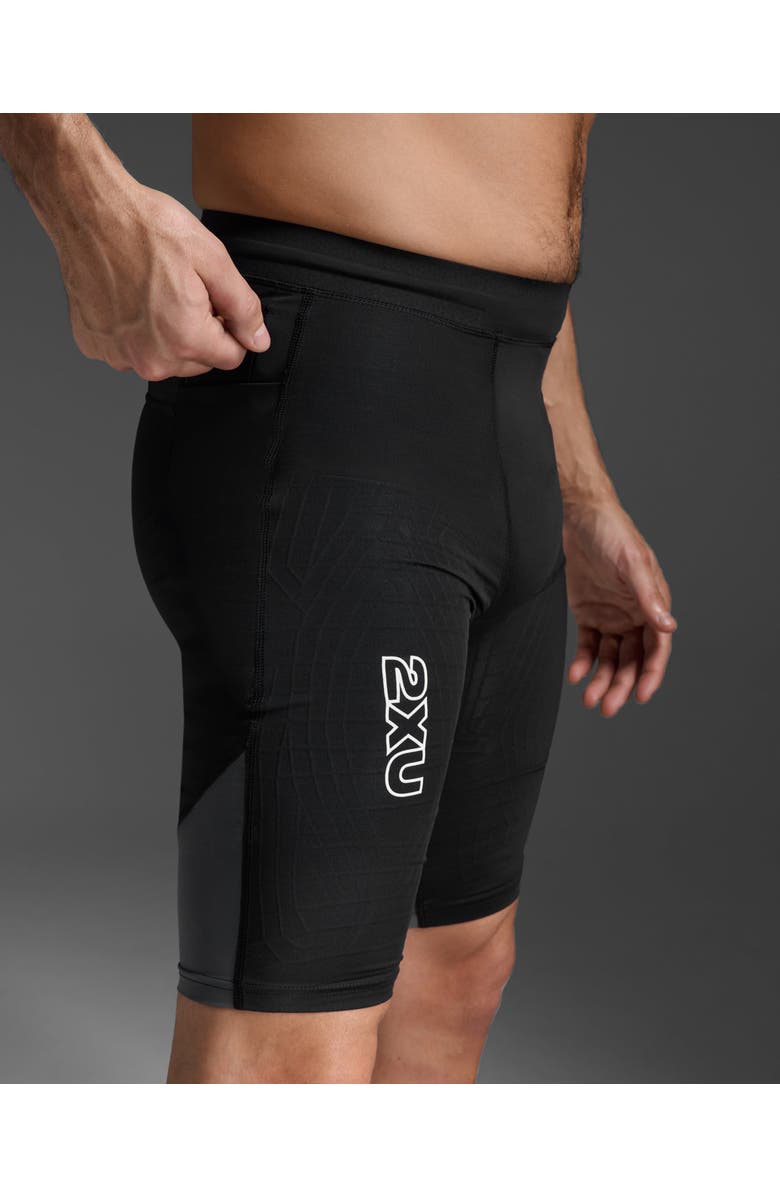 2XU Light Speed React Comp Shorts, Alternate, color, Black/White Reflective