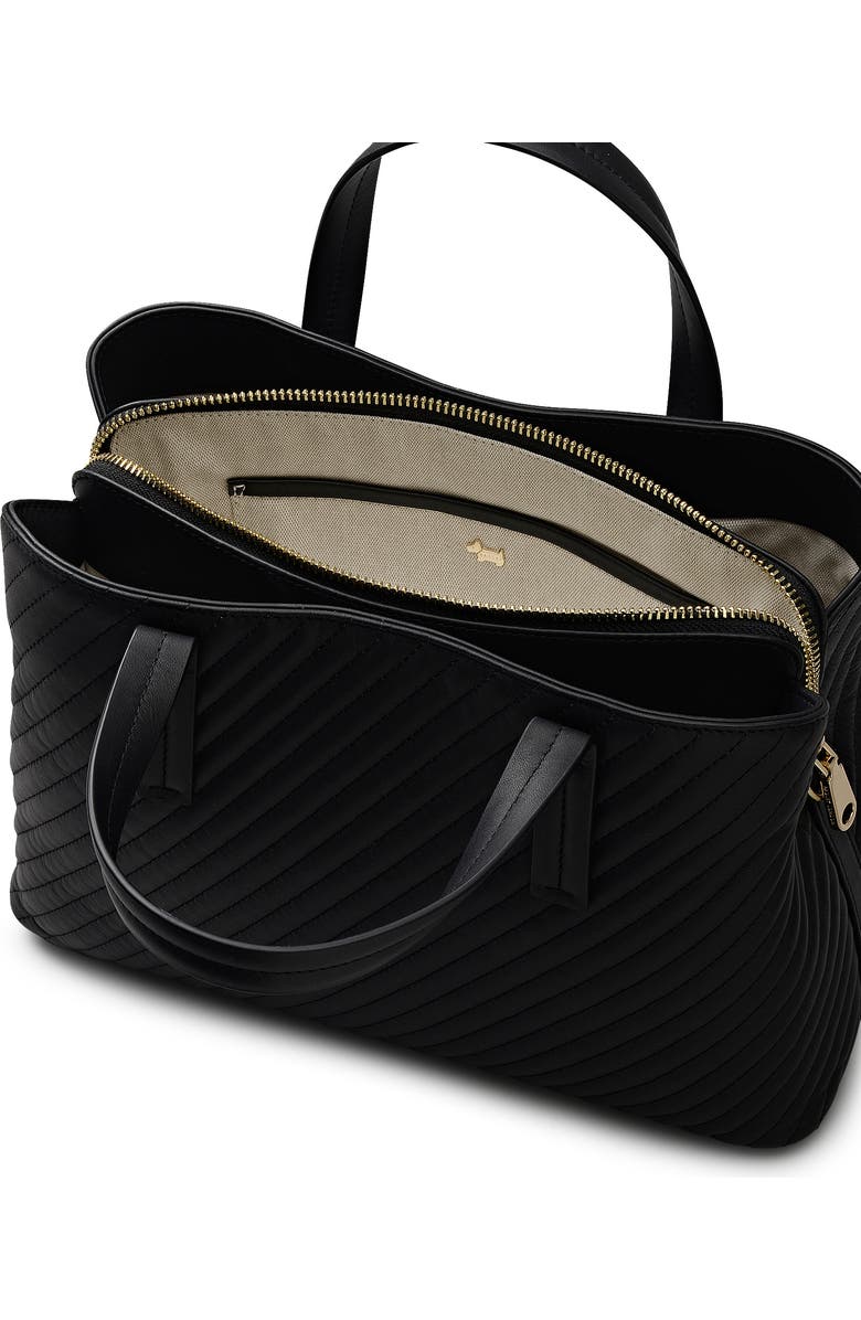Radley Dukes Place - Diagonal Quilt Medium Ziptop Satchel Bag, Alternate, color, Black