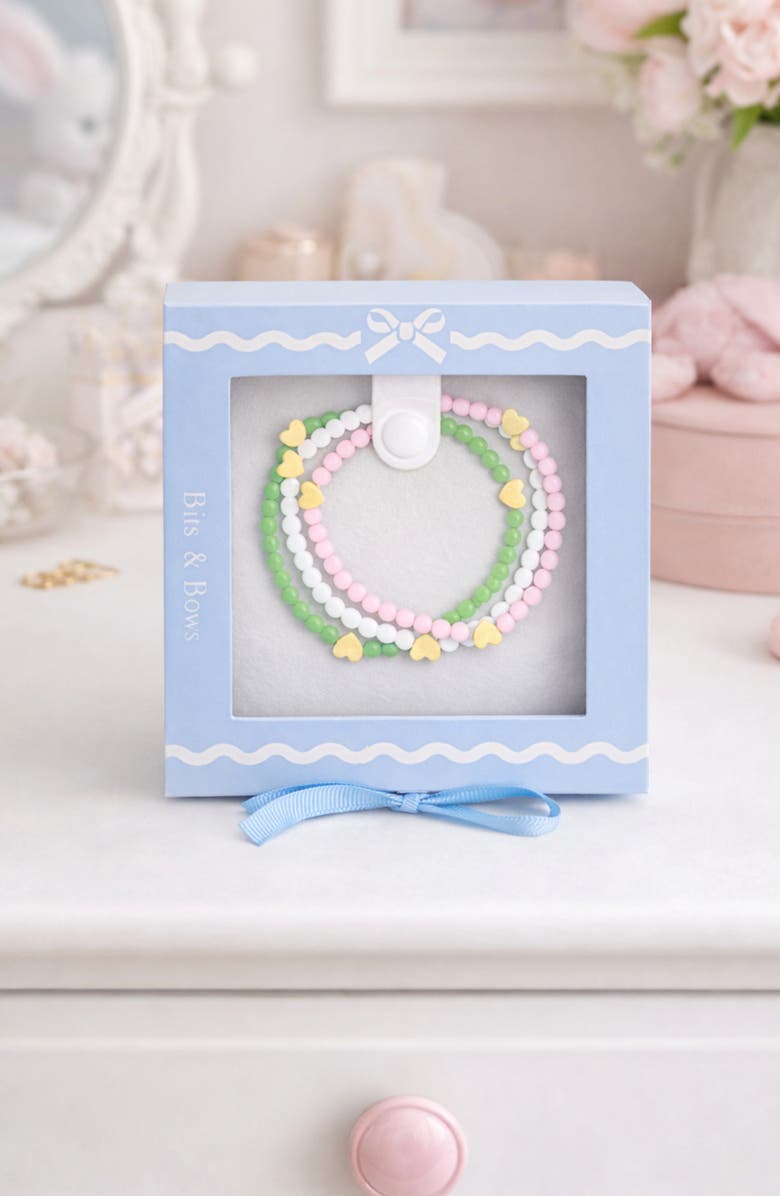 Bits & Bows St. Patrick's Day Hearts Bracelet Set, Alternate, color, Green