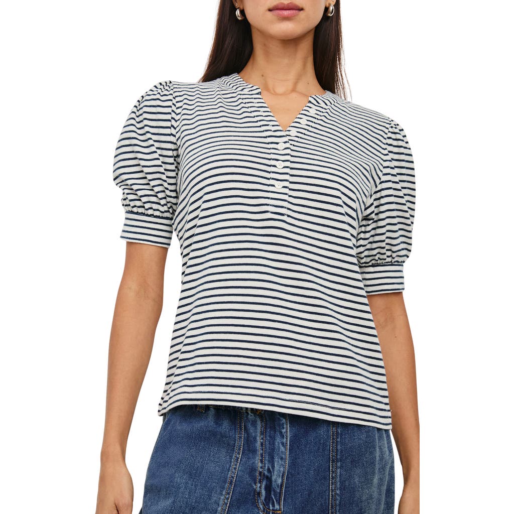 Rails Jewel Striped Top In Ivory Navy Micro Stripe