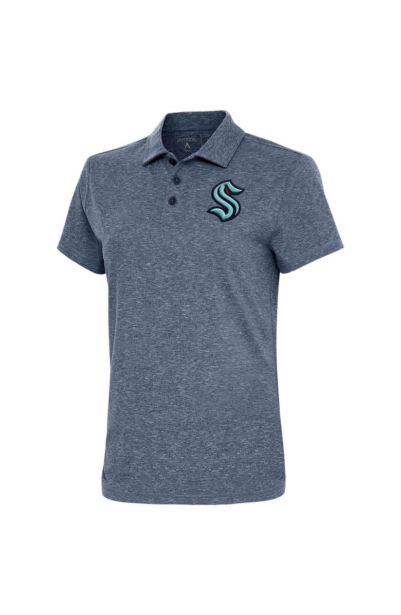 ANTIGUA Women's Antigua Heather Deep Sea Blue Seattle Kraken Motivated Polo, Main, color, 