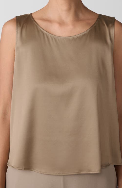 Eileen Fisher Ballet Neck Stretch Silk Tank In Biscuit