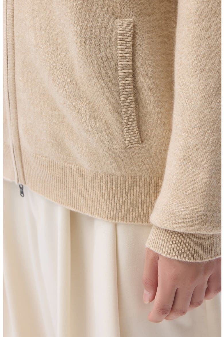 Full-Zip Cashmere Cardigan, Alternate, color, beige