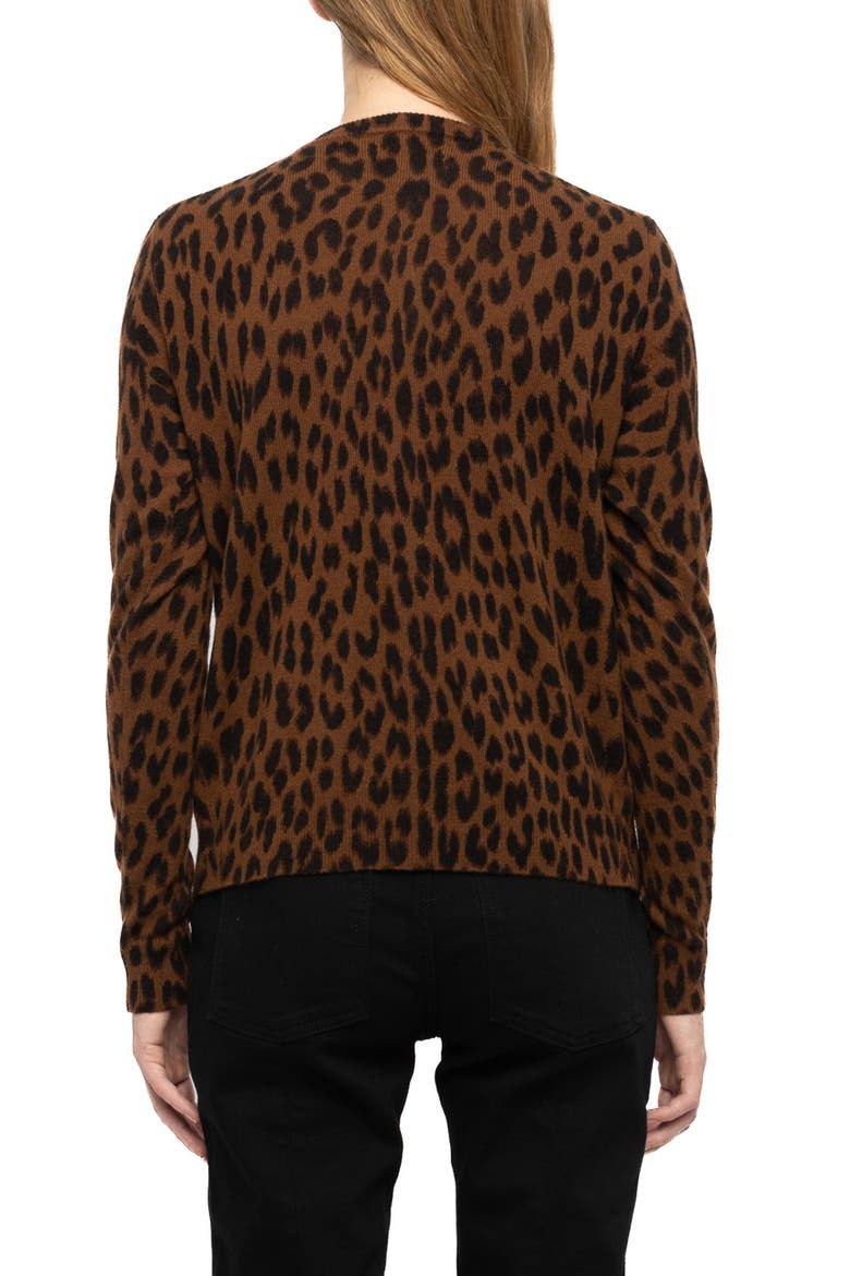 Missya Leopard Wool & Cashmere Cardigan, Alternate, color, CARAMEL