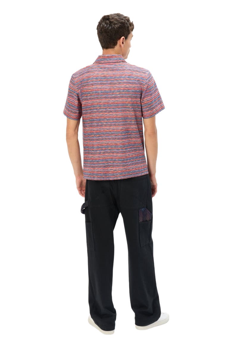 Short Sleeve Polo In Flame Jersey, Alternate, color, Red & Blue
