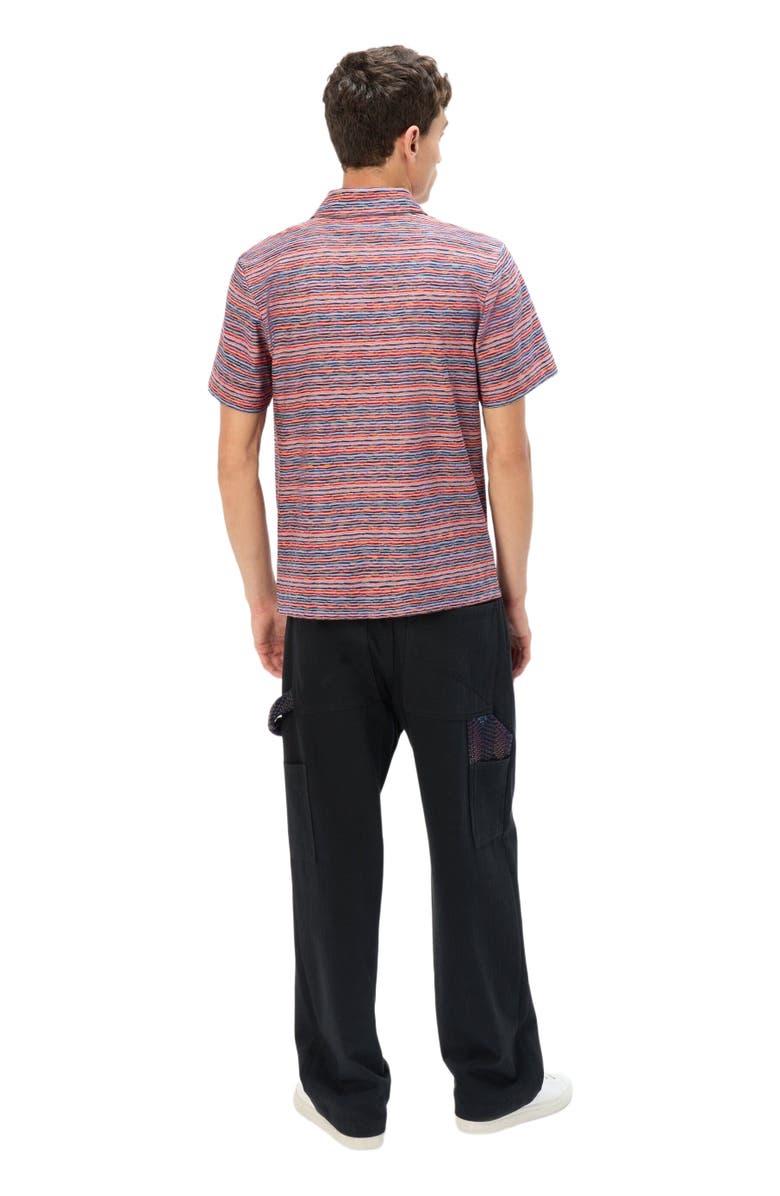Missoni Short Sleeve Polo In Flame Jersey, Alternate, color, Red & Blue