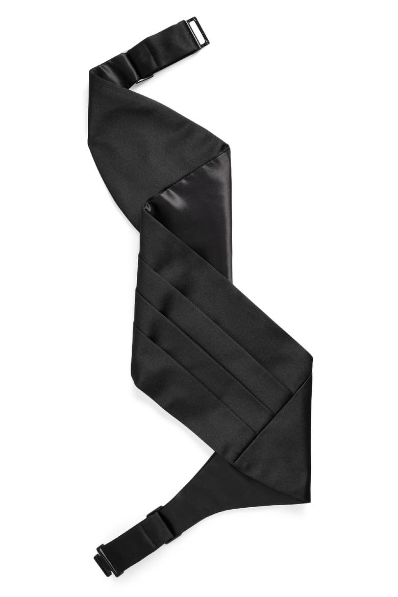 Silk Satin Cummerbund, Main, color, BLACK