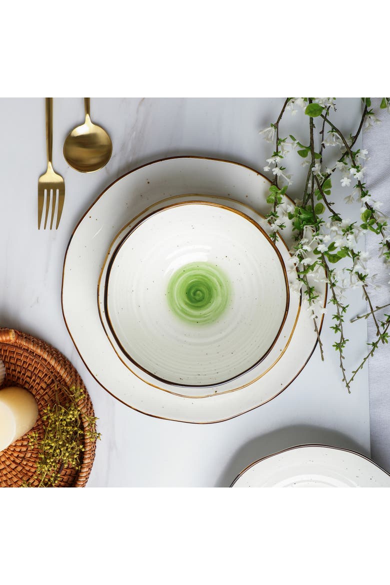 Luma Porcelain 16-Piece Dinnerware Set, Alternate, color, Green