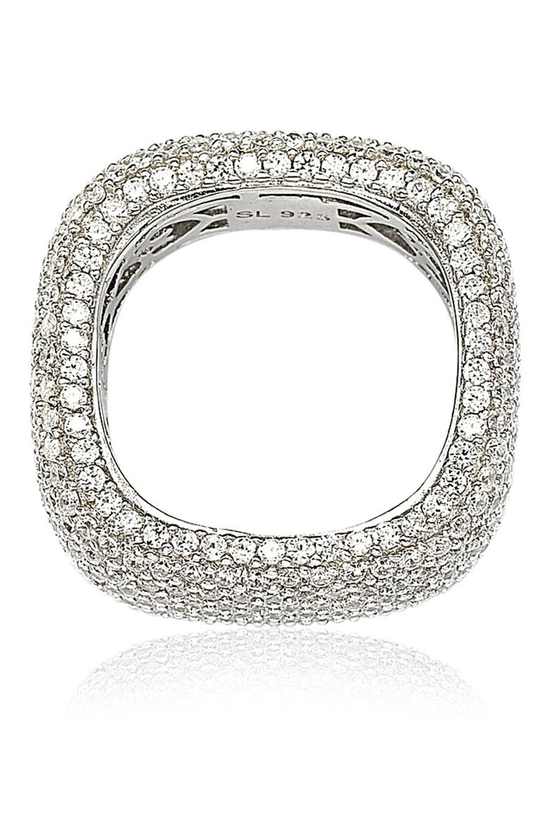 Sterling Silver Pavé Cubic Zirconia Square Eternity Band Ring, Alternate, color, WHITE