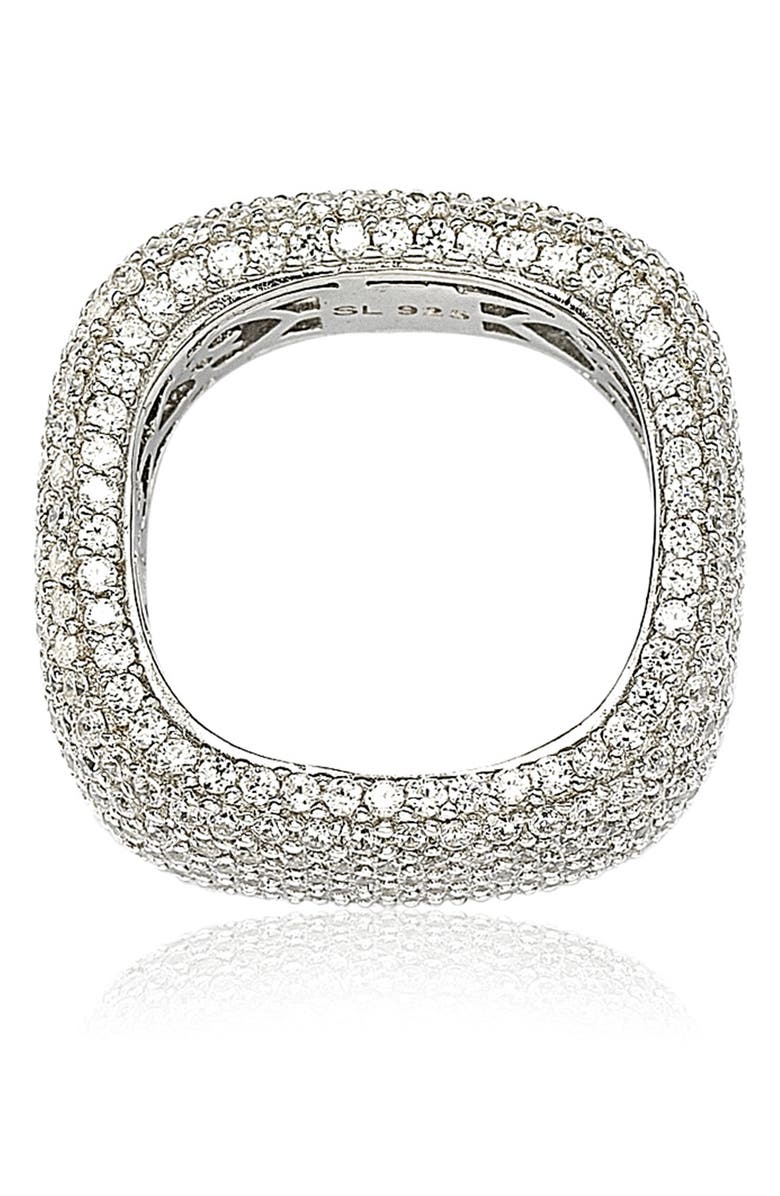 SUZY LEVIAN Sterling Silver Pavé Cubic Zirconia Square Eternity Band Ring, Alternate, color, White