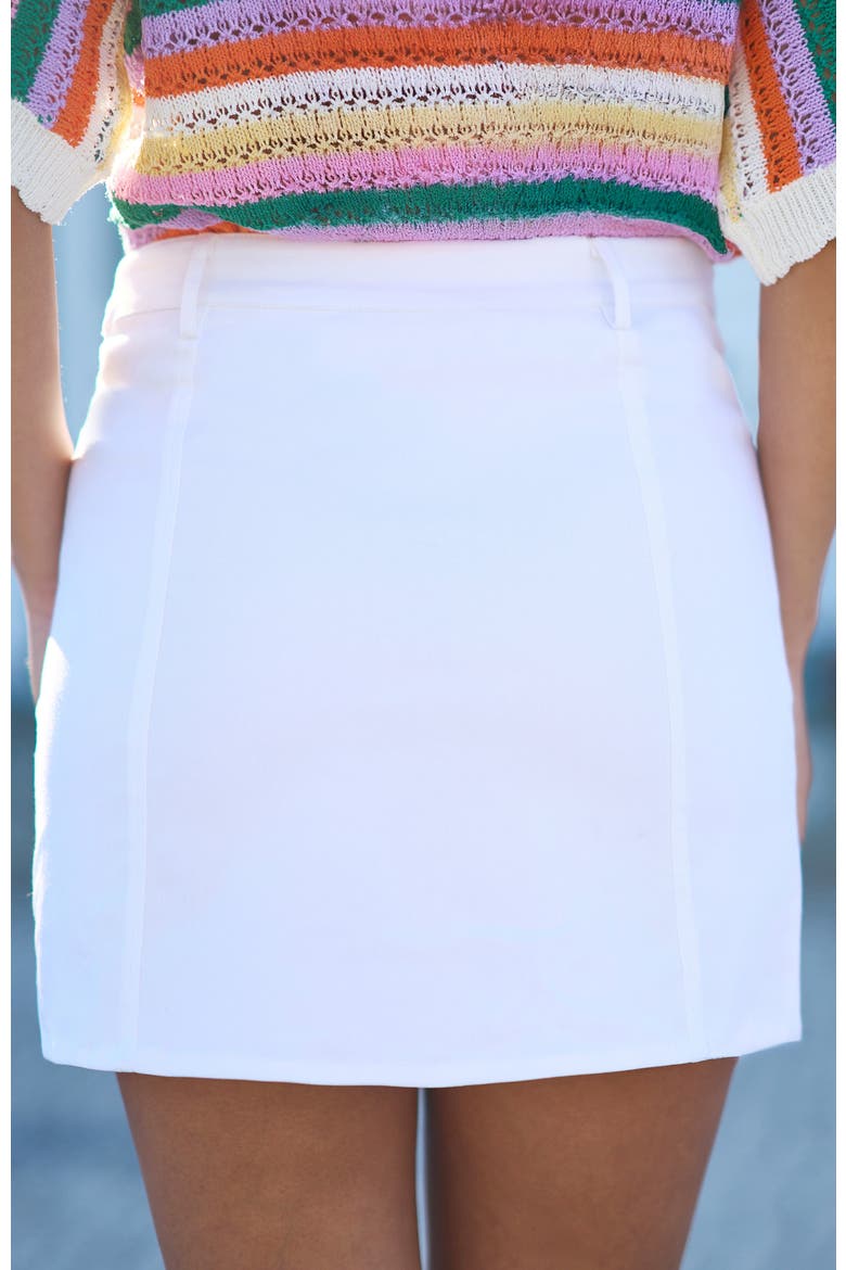Cotton Stretch Button-Up Mini Skirt, Alternate, color, White