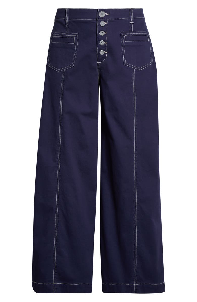 Wit & Wisdom 'Ab'Solution Skyrise Exposed Button Wide Leg Twill Pants, Alternate, color, Evening Blue