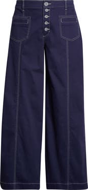 Wit & Wisdom 'Ab'Solution Skyrise Exposed Button Wide Leg Twill Pants