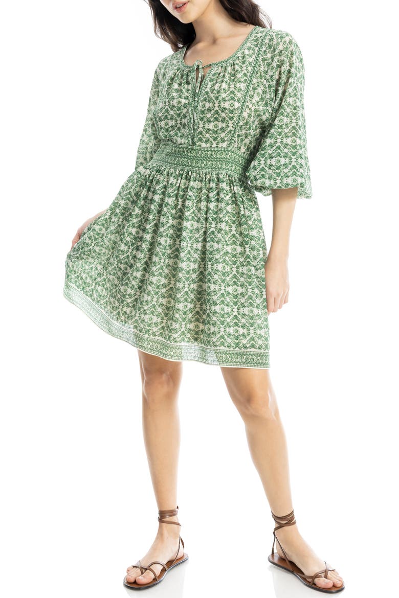 Puff Sleeve Minidress, Alternate, color, GREEN