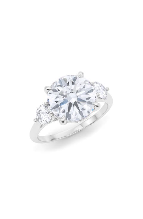Three Stone Round Cut Lab Created Diamond Ring