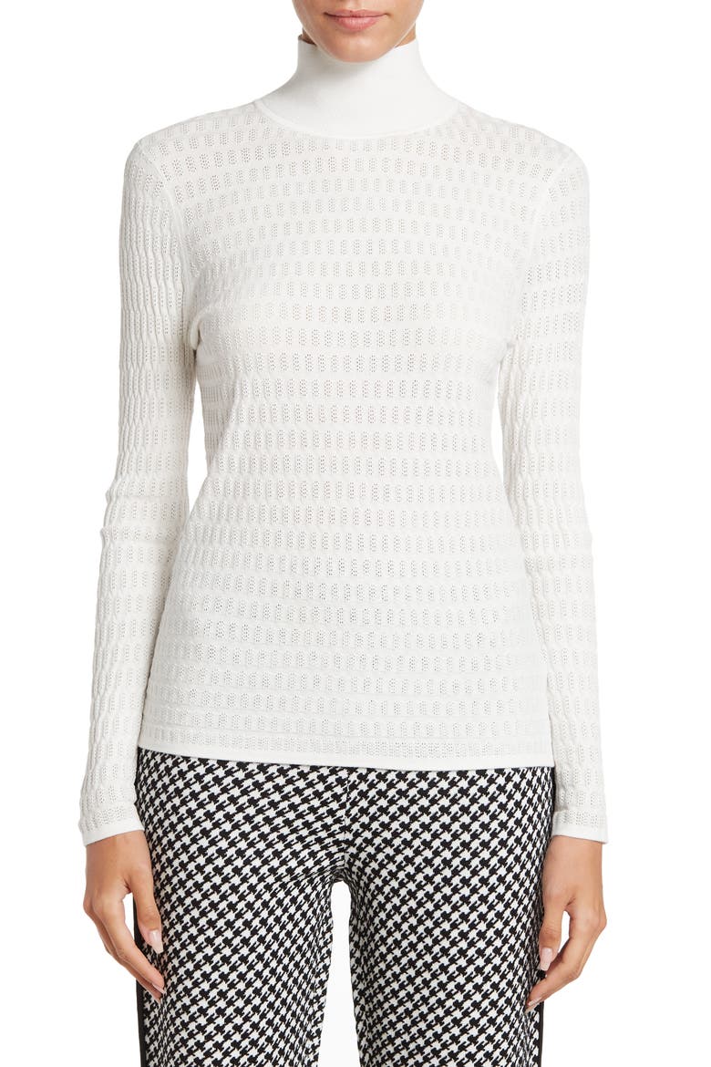Mock Neck Pointelle Knit Top, Main, color, ECRU